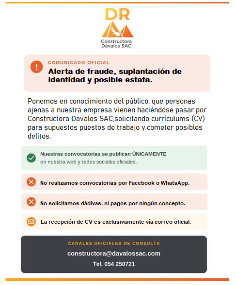 Comunicado oficial: alerta de fraude